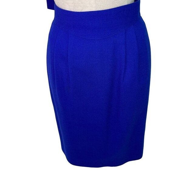 Cache Vintage Womens Skirt Suit Blue Size 4 By Joseph Ho Applique Pure Wool - Picture 8 of 10